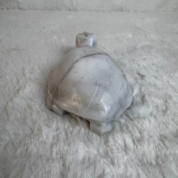 Vintage Hand Carved White Onyx Marble Turtle Figurine Mexico stone collectible - Picture 4 of 7